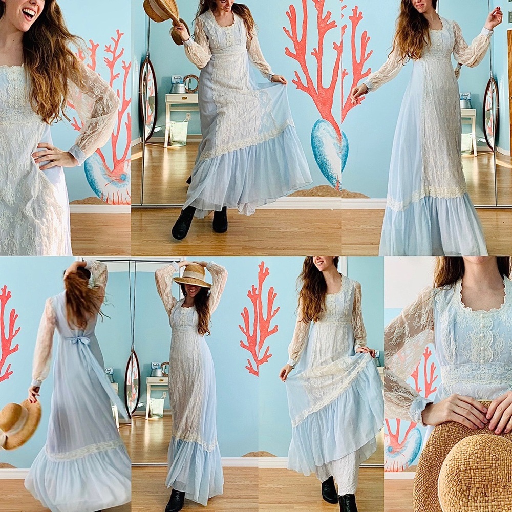 Gorgeous VTG blue 60s/70s dress- JCPenney Fashions - Picture 3 of 12